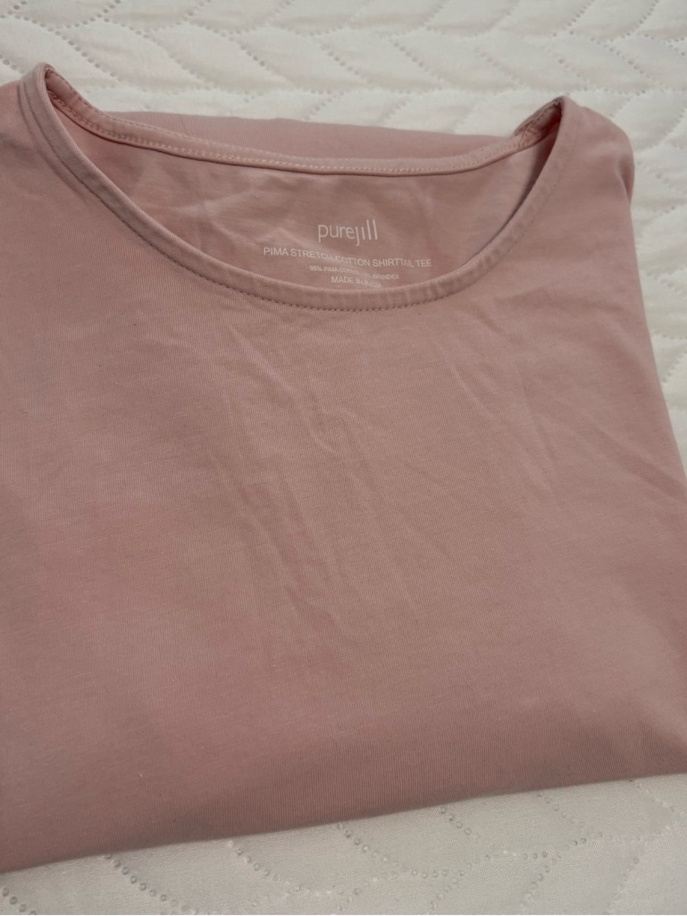 Pure Jill Pima Stretch Cotton Shirttail Tee - Dusty Rose Size Small